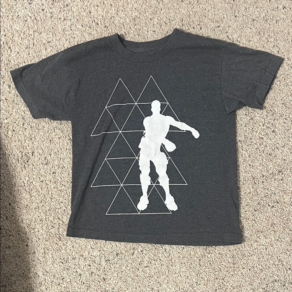 Gray Fortnite Graphic Kids T-Shirt